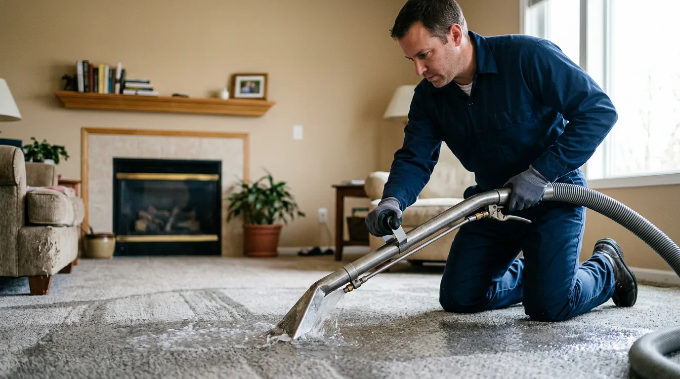 Water damage restoration technician working near Highlands, NC